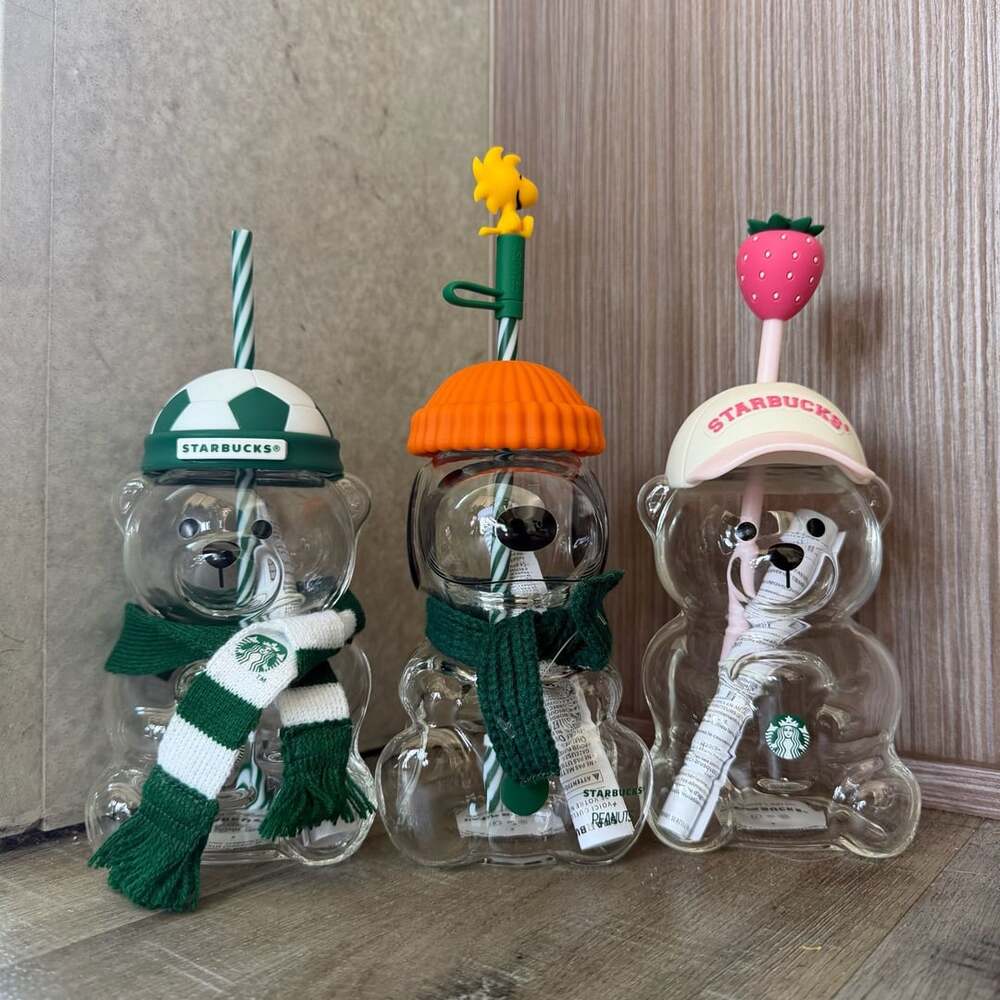 Starbucks Bearista Glass Bear Straw Cup Cold Cup 3 Type Bundle